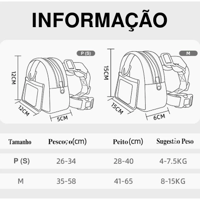 Mochila para cães com guia peitoral - Incluso PetPack